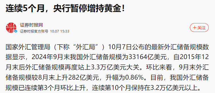 时隔6个月，央行再度增持黄金