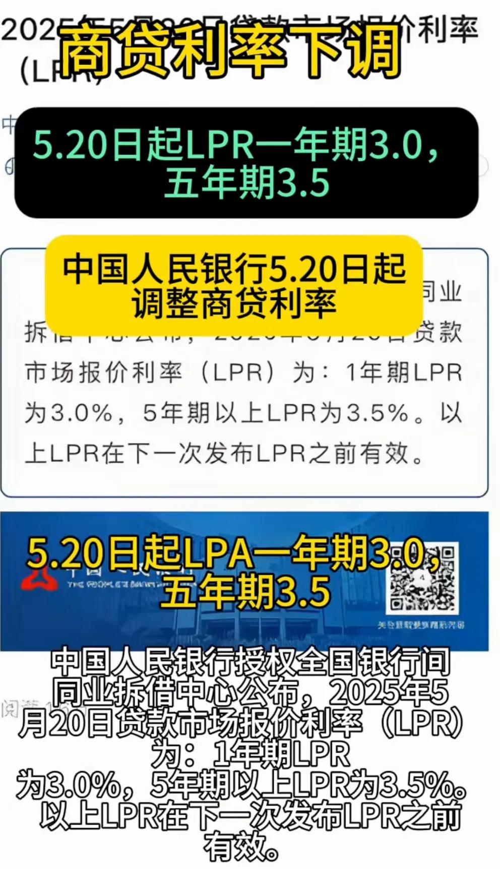 7月LPR报价维持不变：1年期3%，5年期以上3.5%